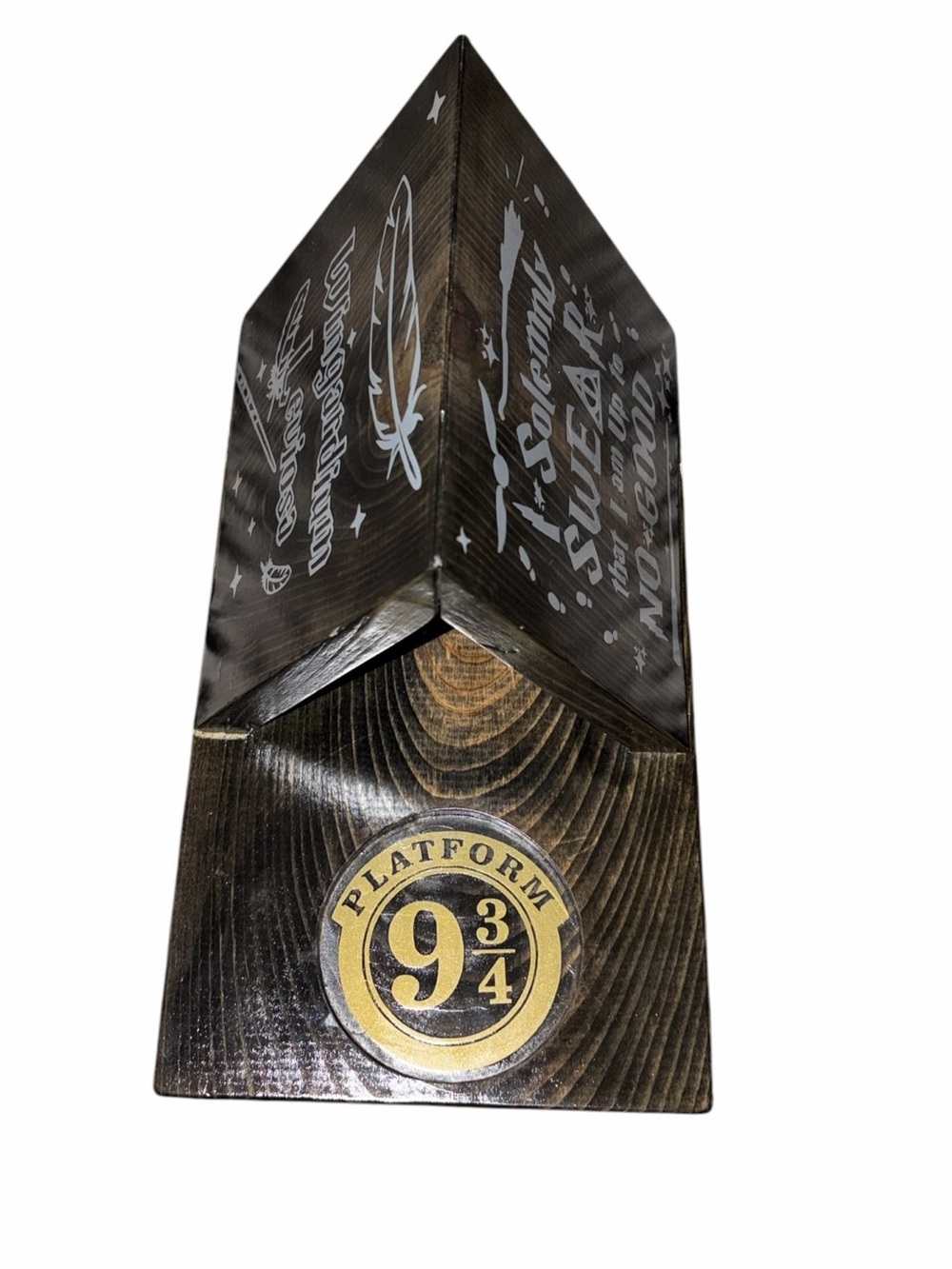 Harry Potter Platform 9 3/4 Wingardium Leviosa Wooden Bookend Drink Holder Pool